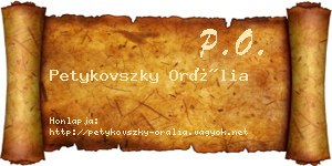 Petykovszky Orália névjegykártya